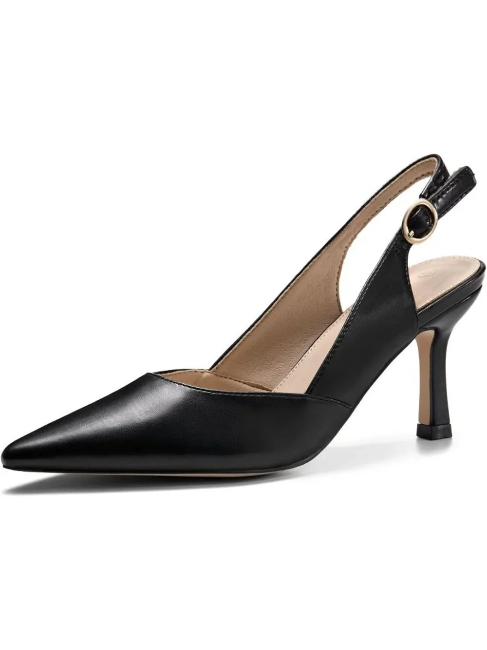 Women's Slingback Kitten Heels Closed Black/Pu Toe Backless Dress Pumps Shoes